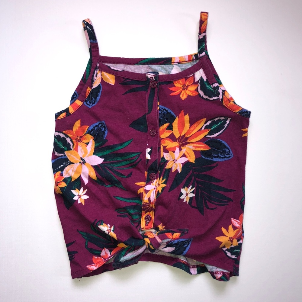 Toddler Girls Tropical Tie-Front Button Cami Top